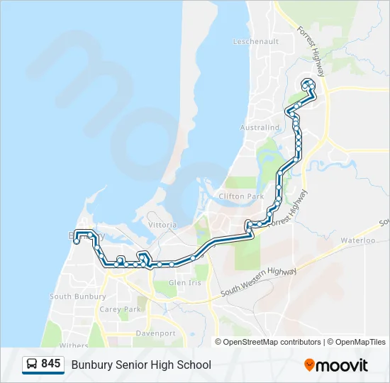 845 Bus Line Map