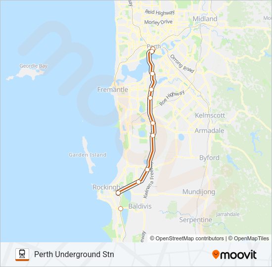 MANDURAH LINE Train Line Map
