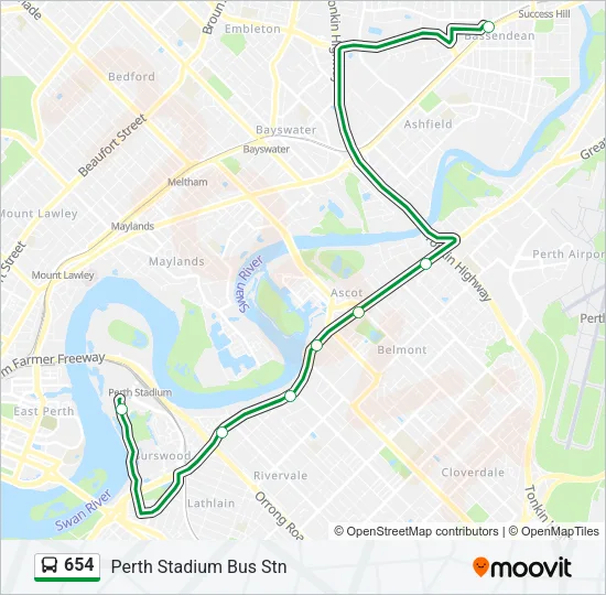 Mapa de 654 de autobús
