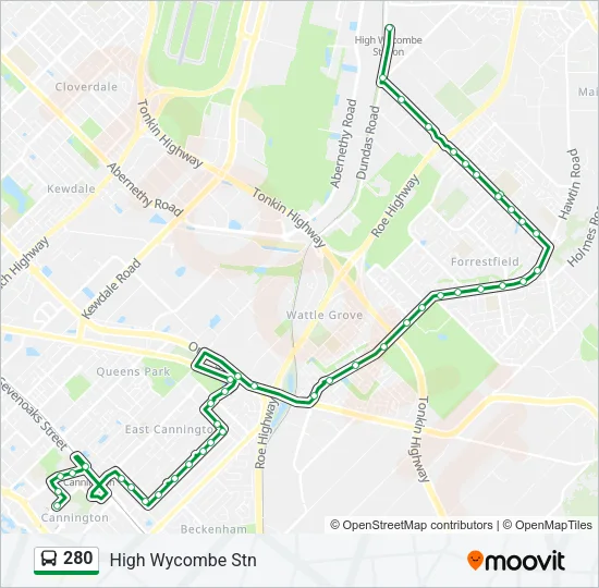 Mapa de 280 de autobús