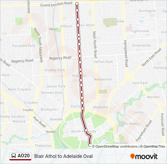 Mapa de AO20 de autobús