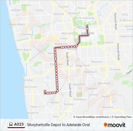 Mapa de AO23 de autobús