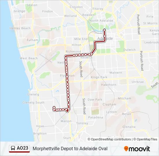 Mapa de AO23 de autobús