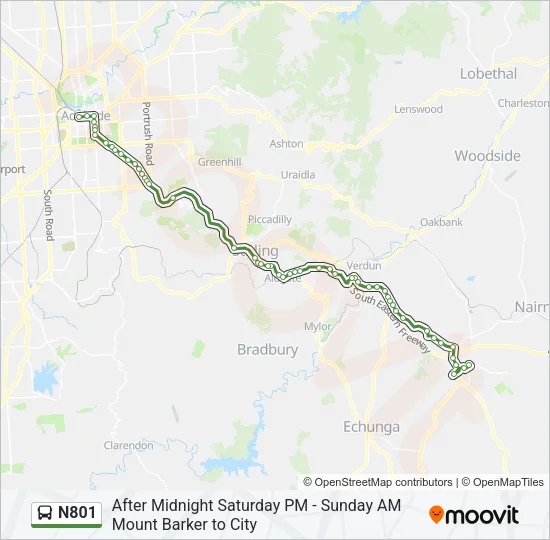 N801 Bus Line Map