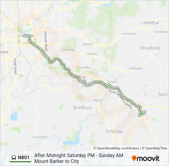 N801 Bus Line Map