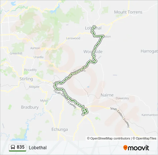 Mapa de 835 de autobús