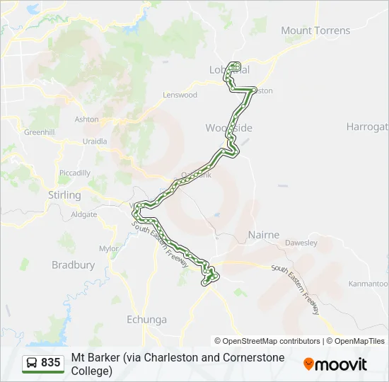 835 Bus Line Map
