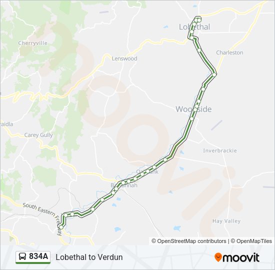 834A Bus Line Map