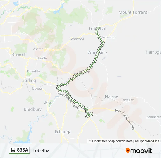 835A Bus Line Map