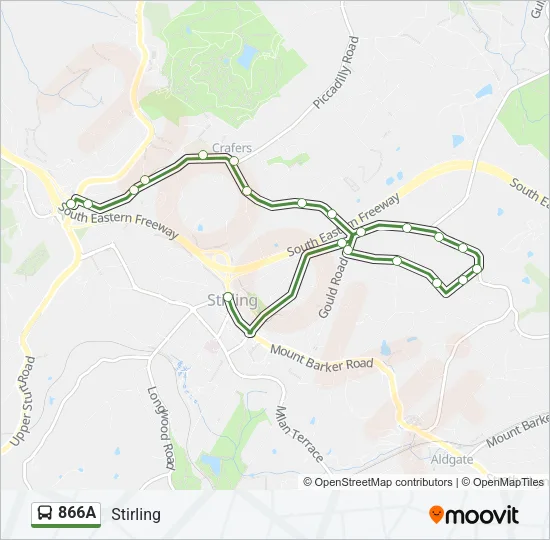 866A Bus Line Map