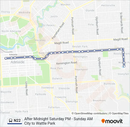 N22 Bus Line Map