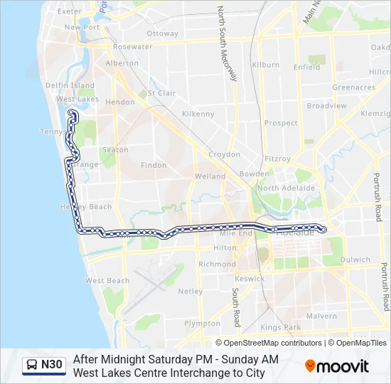 N30 Bus Line Map