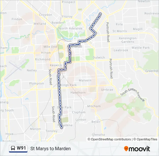 W91 Bus Line Map
