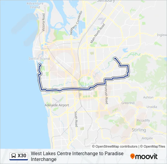X30 Bus Line Map