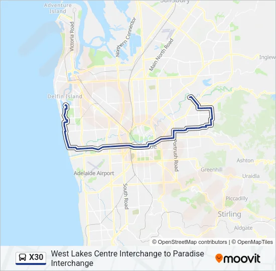 X30 Bus Line Map
