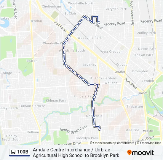 100B Bus Line Map