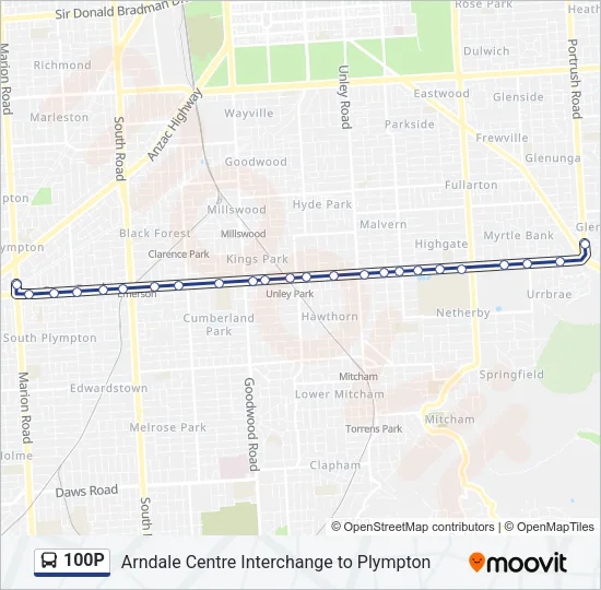 100P Bus Line Map