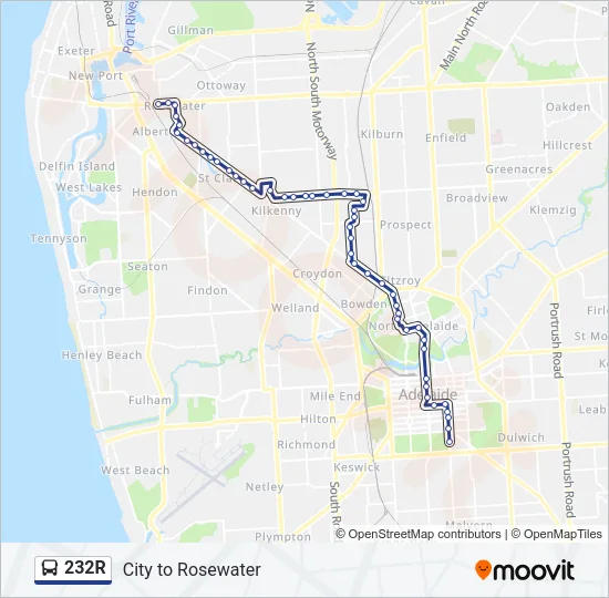232R Bus Line Map
