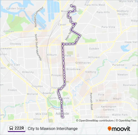 222R Bus Line Map