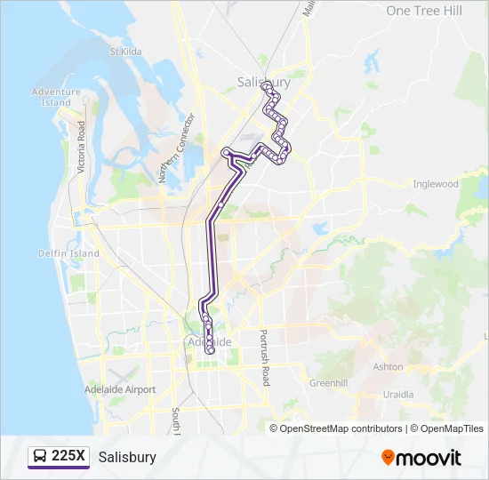 225X Bus Line Map