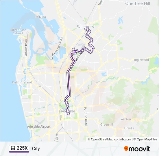225X Bus Line Map