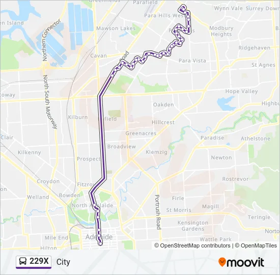 229X Bus Line Map