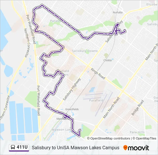 411U Bus Line Map