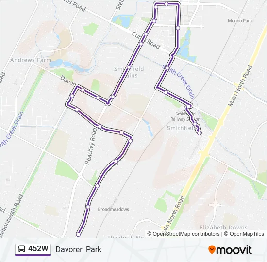 452W Bus Line Map