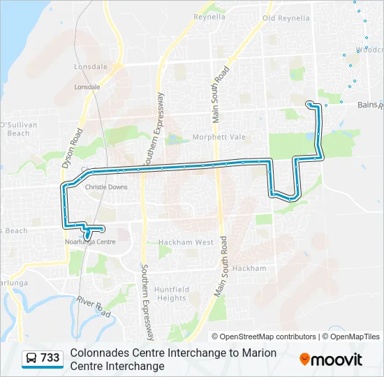 733 Bus Line Map