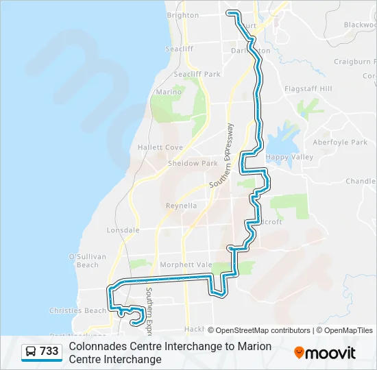733 Bus Line Map