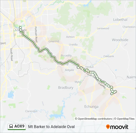 AOX9 Bus Line Map