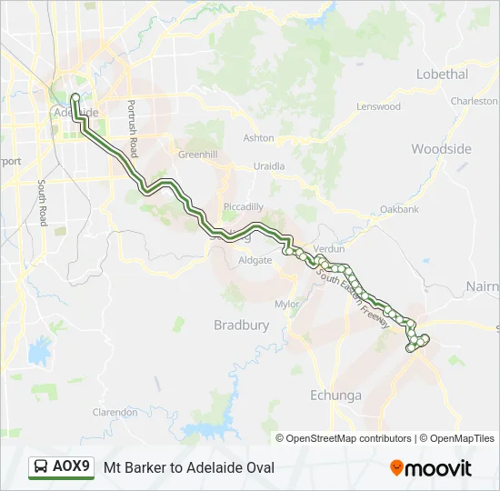 AOX9 Bus Line Map