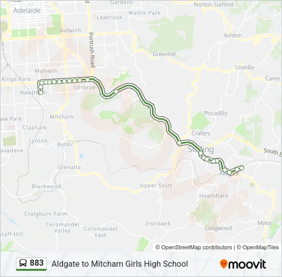 883 Bus Line Map