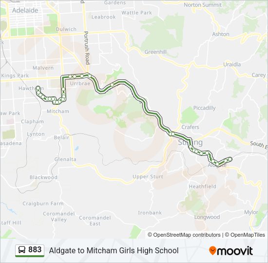 883 bus Line Map