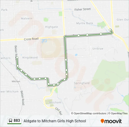 883 Bus Line Map