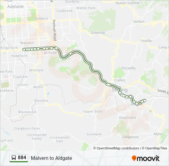 884 Bus Line Map