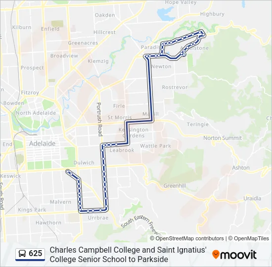 625 Bus Line Map