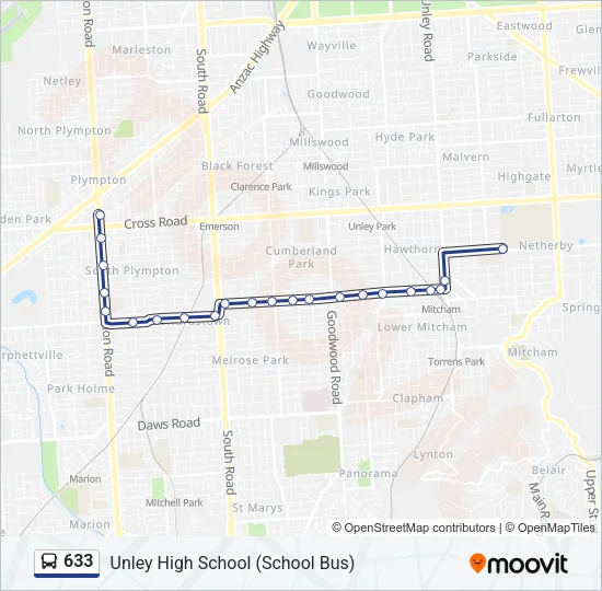 633 Bus Line Map