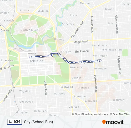 634 Bus Line Map