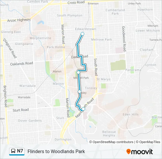 Mapa de N7 de autobús