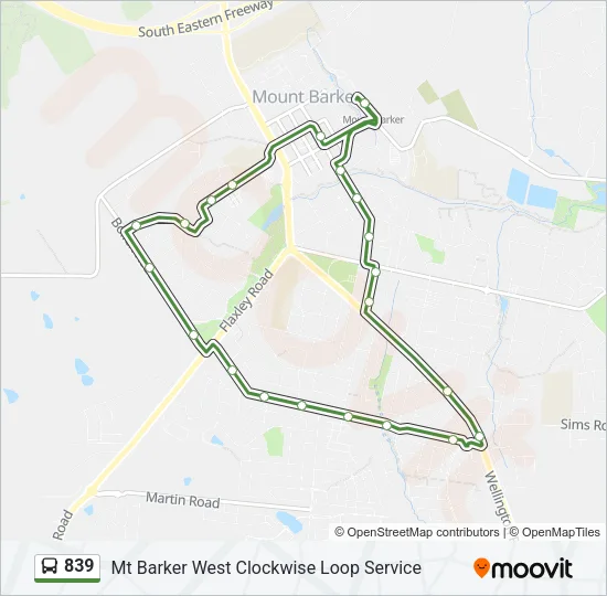 839 Bus Line Map