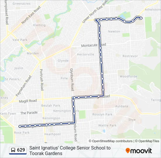 629 Bus Line Map