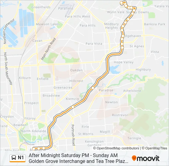N1 Bus Line Map