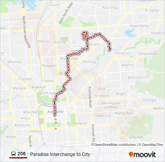 208 Bus Line Map