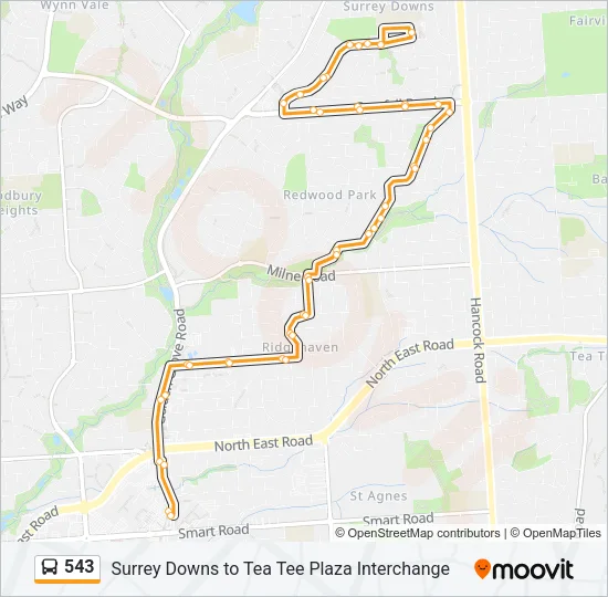 543 Bus Line Map