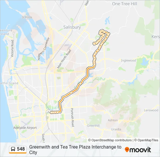 Mapa de 548 de autobús