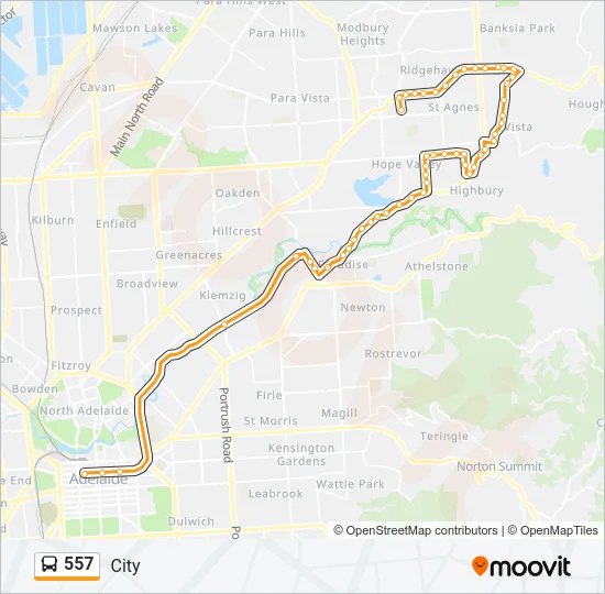 557 Bus Line Map