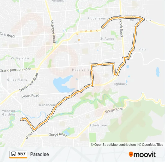 557 Bus Line Map