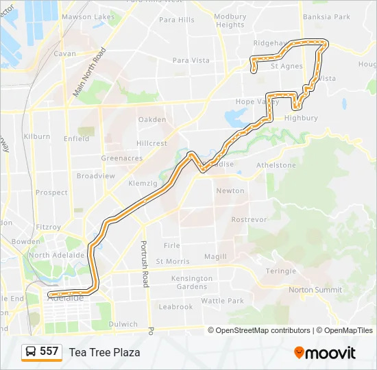 557 Bus Line Map