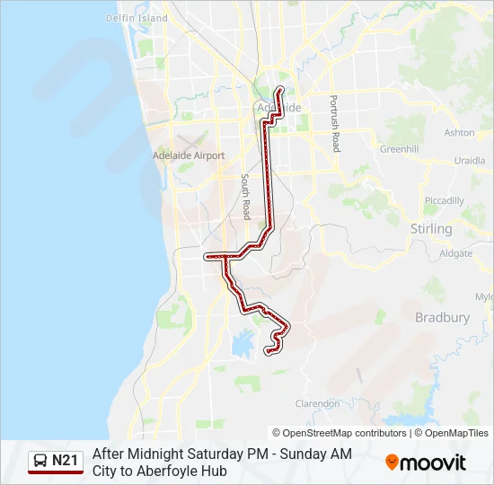 N21 Bus Line Map